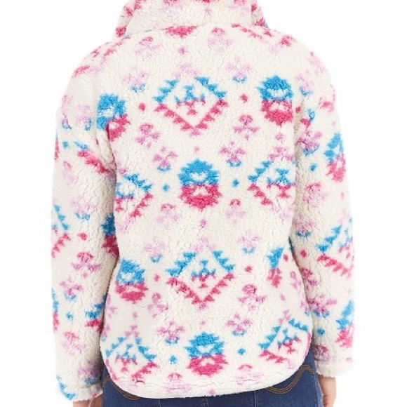 River & Rose Aztec Geometric Quarter Zip Pocketed Sherpa Pullover NWT - Picture 3 of 4